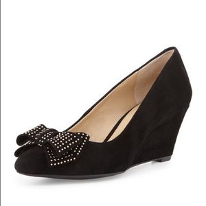 BCBGenerations Asya platform wedge studded bow